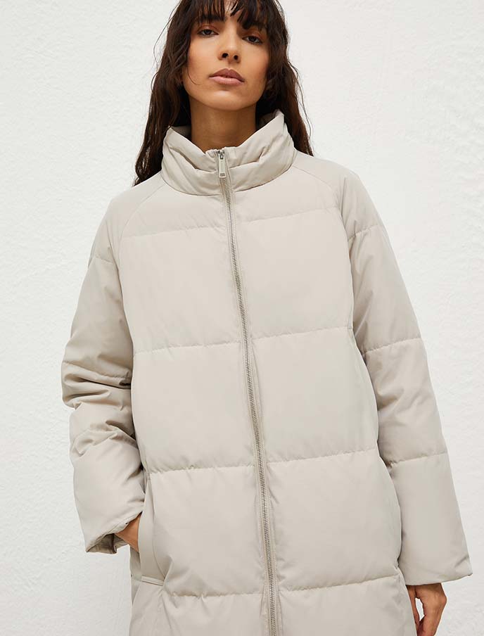 Lightweight puffer jacket long best sale